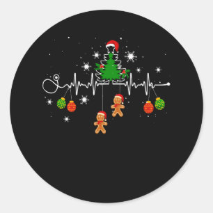 Christmas Tree Stethoscope Heartbeat Gingerbread O Classic Round Sticker