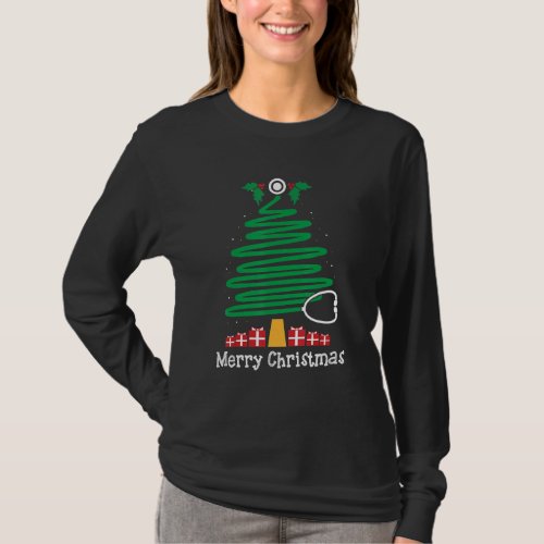 Christmas Tree Stethoscope Nursing Rn Registered X T_Shirt