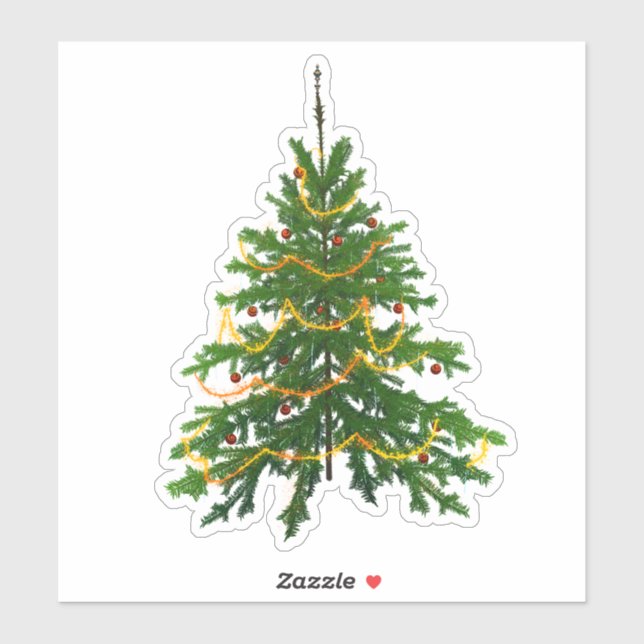 Christmas tree sticker cute green classic holiday (Sheet)