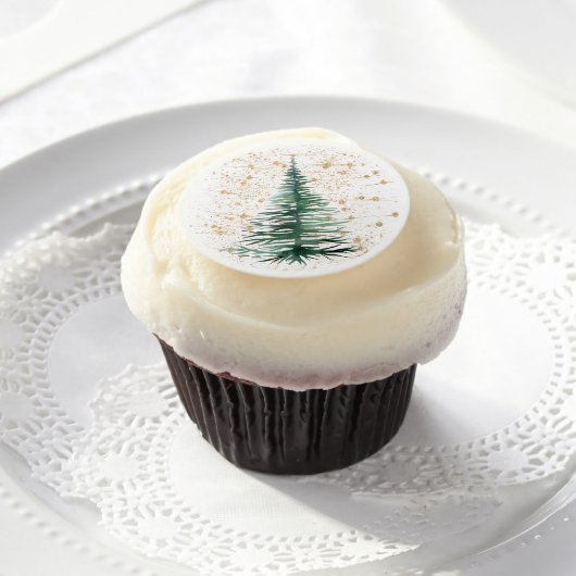 Christmas Tree String Lights Edible Frosting Round (Cupcake)