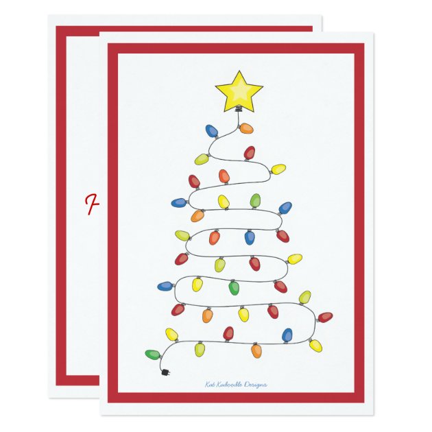 Christmas Tree String Of Lights Holiday Party Invitation