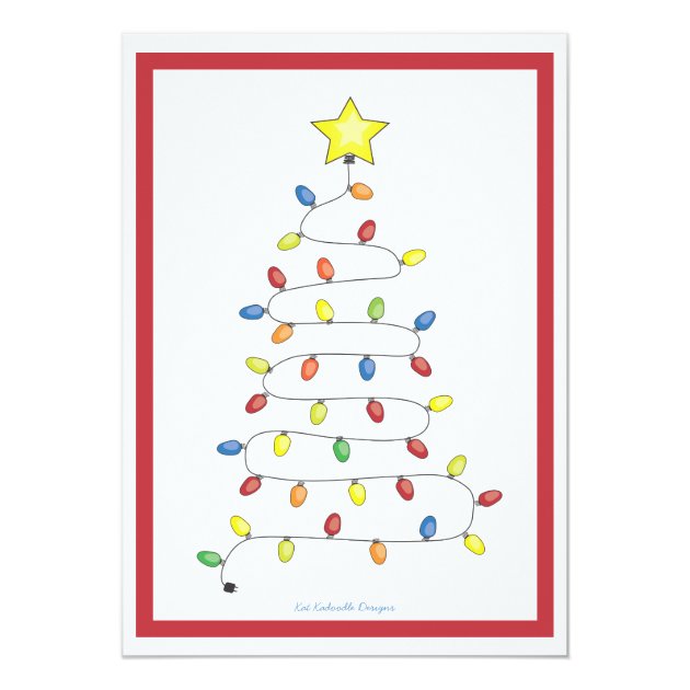 Christmas Tree String Of Lights Holiday Party Invitation