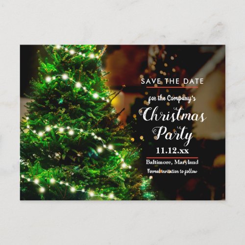 Christmas Tree String Of Lights  Save The Date Announcement Postcard