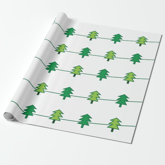 Christmas Tree Stripe Pattern Wrapping Paper (Unrolled)