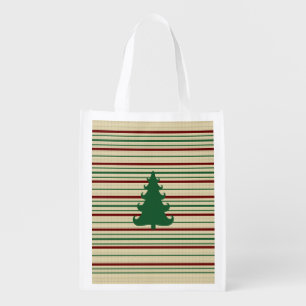 Christmas tree striped grocery bag
