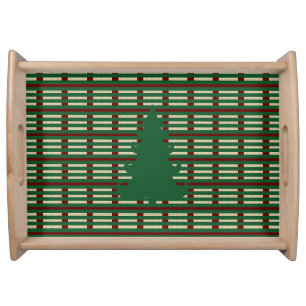 Christmas tree striped serving tray