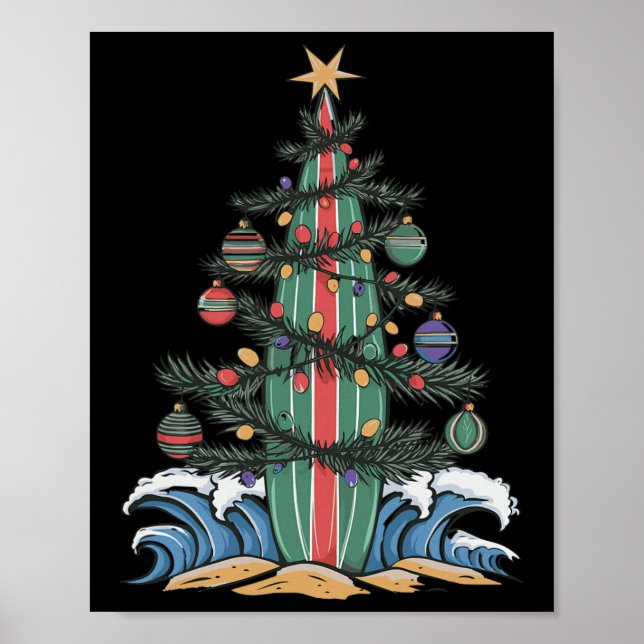 Christmas Tree Surfboard _1  Poster (Front)