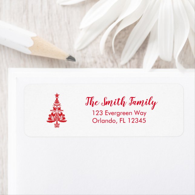 Christmas Tree Swedish Illustration Nordic Address Label (Insitu)