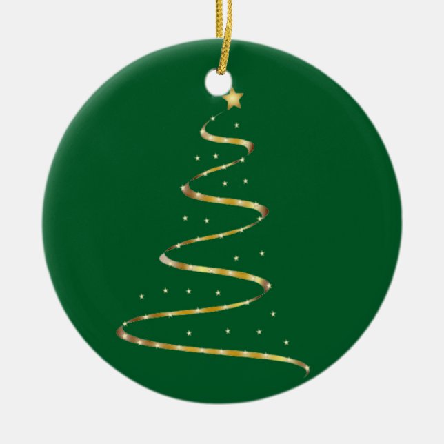 Christmas Tree Swirl Ceramic Ornament (Front)