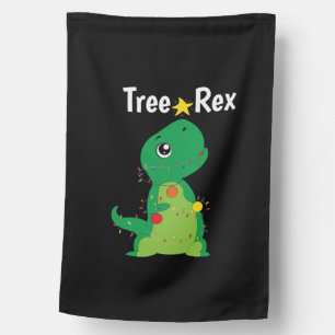 Christmas Tree T-Rex Dinosaur Pun   House Flag