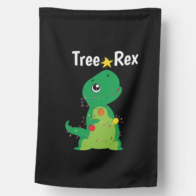 Christmas Tree T-Rex Dinosaur Pun   House Flag (Front)