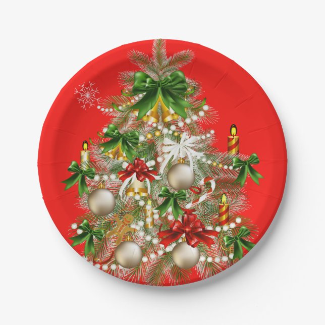 Christmas Tree Tableware Paper Plates (Front)