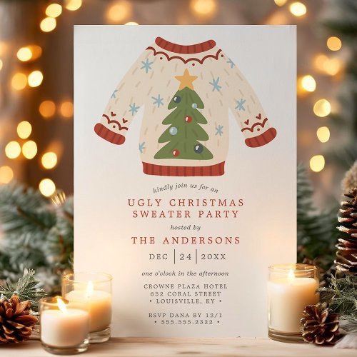 Christmas Tree Tacky Ugly Christmas Sweater Party Invitation