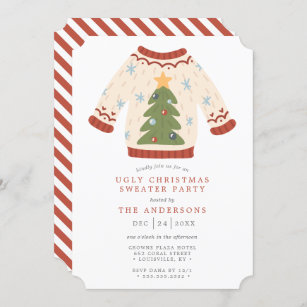 Christmas Tree Tacky Ugly Christmas Sweater Party Invitation