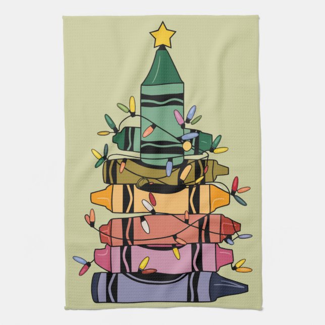 Christmas Tree Teacher Life Gift Teaching Kitchen Towel (Vertical)