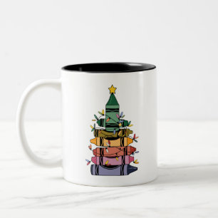 Christmas Tree Teacher Life Gift Teaching Two-Tone Coffee Mug