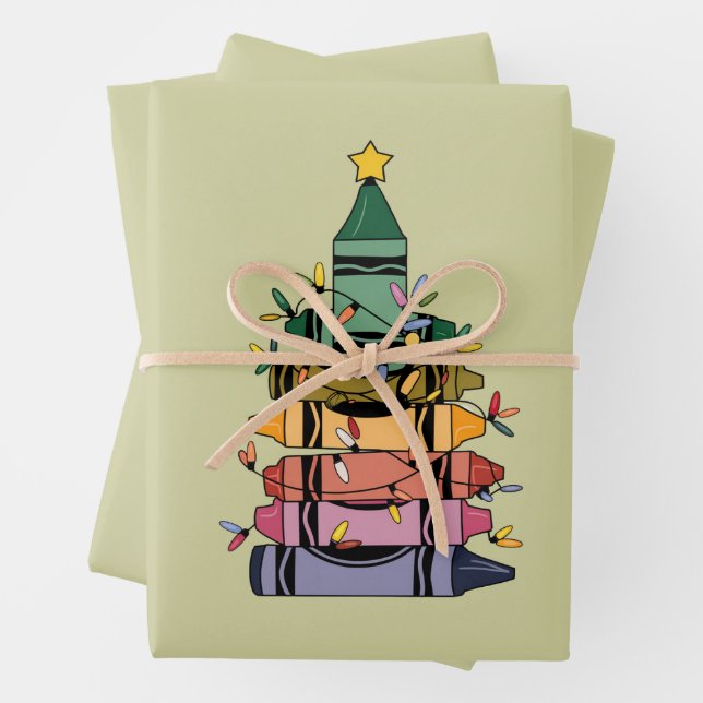 Christmas Tree Teacher Life Gift Teaching Wrapping Paper Sheets (In situ)