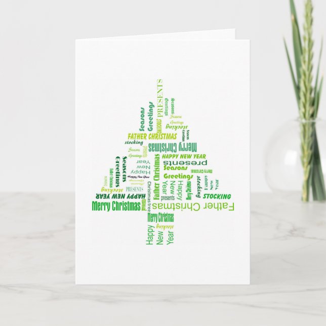 Christmas tree text Christmas card (Front)