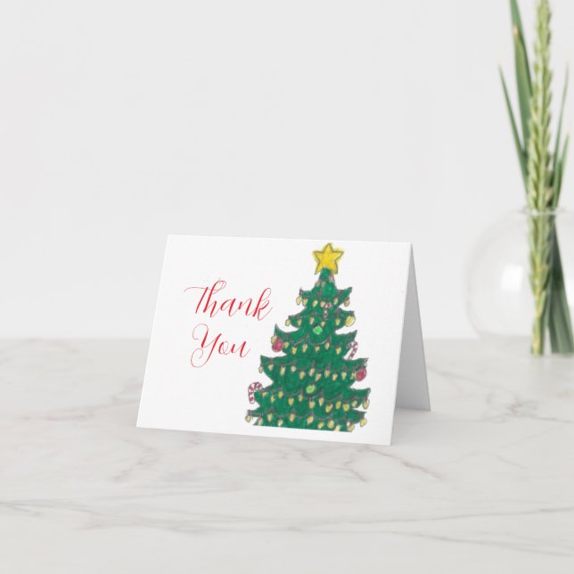 Christmas Tree Thank You Note Card (Front)