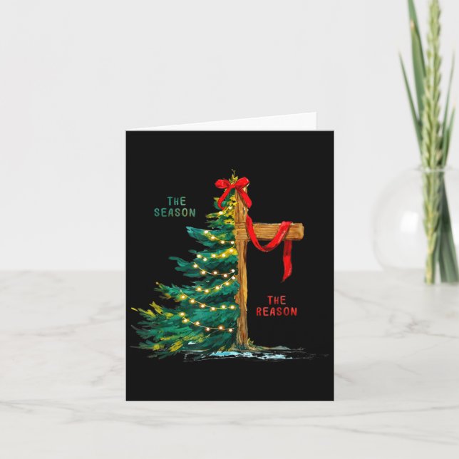 Christmas Tree The Season Jesus Cross Faith Holida Card (Front)