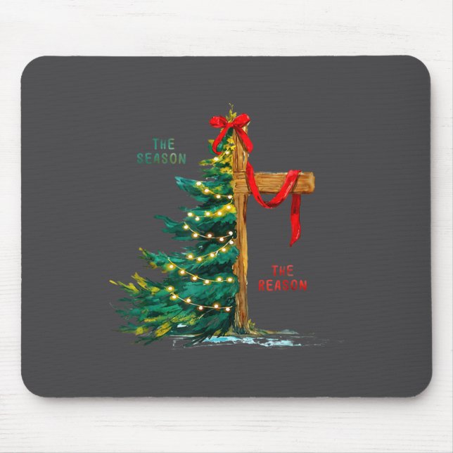 Christmas Tree The Season Jesus Cross Faith Holida Mouse Pad (Front)