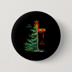 Christmas Tree The Season Jesus Cross The Reason  Button