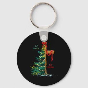 Christmas Tree The Season Jesus Cross The Reason  Keychain