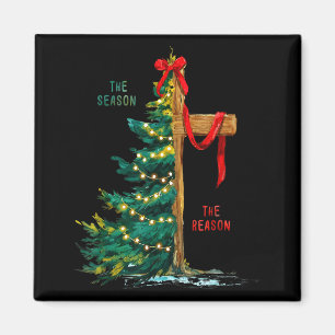 Christmas Tree The Season Jesus Cross The Reason  Magnet