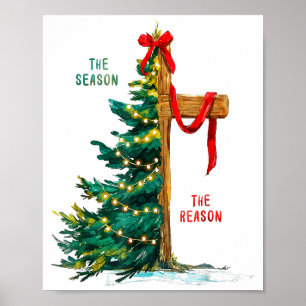 Christmas Tree The Season Jesus Cross The Reason  Poster