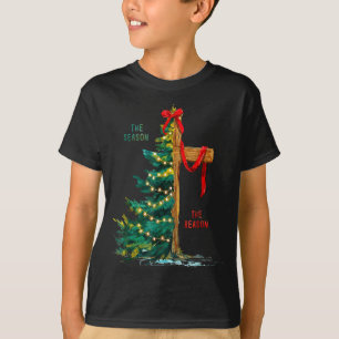 Christmas Tree The Season Jesus Cross The Reason T-Shirt
