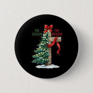 Christmas Tree The Season Jesus Cross The Reason X Button
