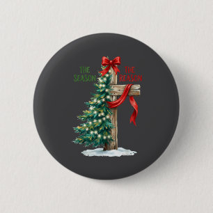 Christmas Tree The Season Jesus Cross The Reason X Button