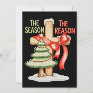 Christmas Tree The Season Reason Cross Xmas Faith Invitation
