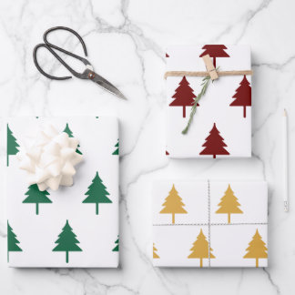 Christmas Tree Three Colors Wrapping Paper Sheets