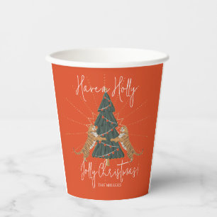 Christmas Tree & Tigers Jolly Christmas Card Paper Cups