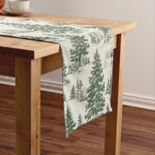 Christmas Tree Toile De Jouy Green Tablecloth