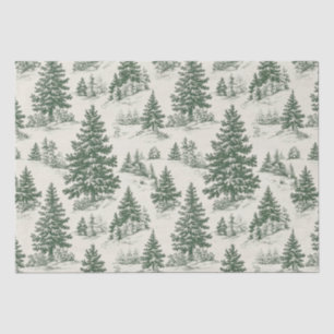 Christmas Tree Toile De Jouy Green Tissue Paper