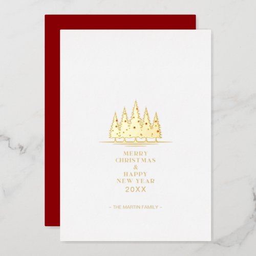 Christmas Tree Traditional  Elegant Photo Family Foil Holiday Card