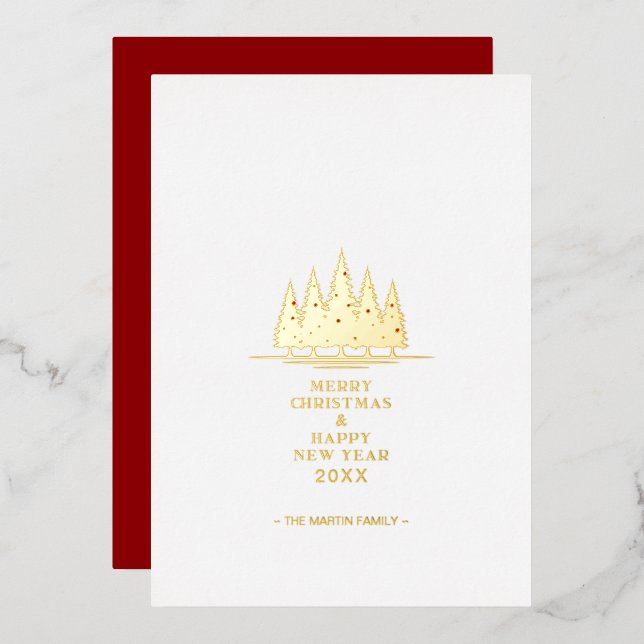 Christmas Tree Traditional & Elegant Photo Family Foil Holiday Card (Front/Back)
