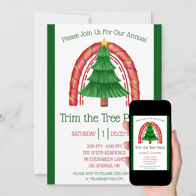 Christmas Tree Trimming, Decorating Holiday Invitation Zazzle