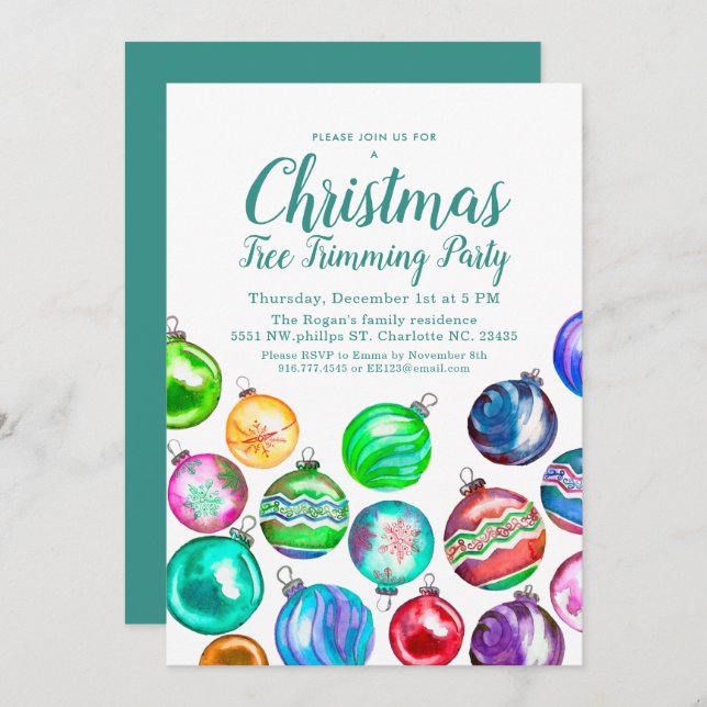 Christmas Tree Trimming Party Invitation (Front/Back)