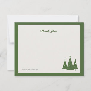 Christmas Tree Trio   Flat Thank You Note Card