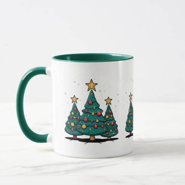 Christmas Tree Trio Holiday Winter Gift Mug (Left)
