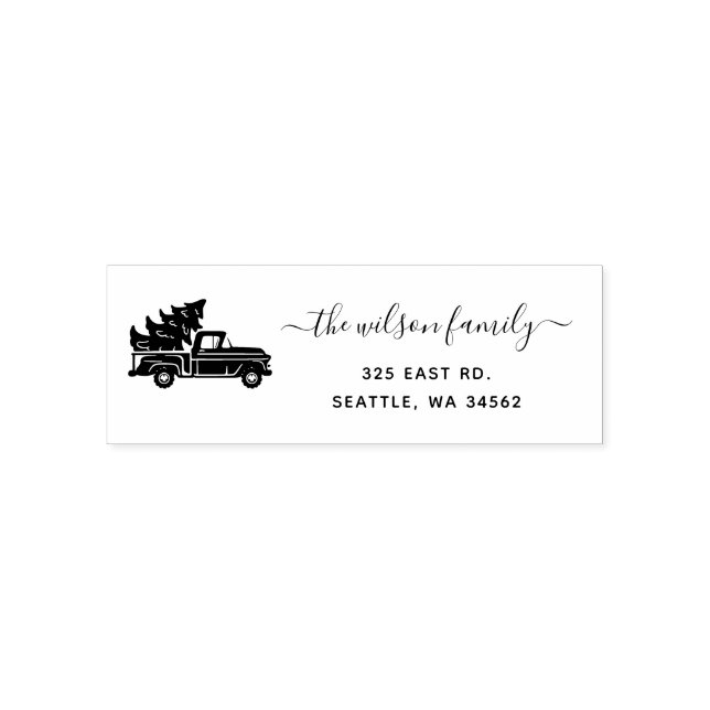 Christmas Tree Truck Holidays Return Address Self-inking Stamp (Design)