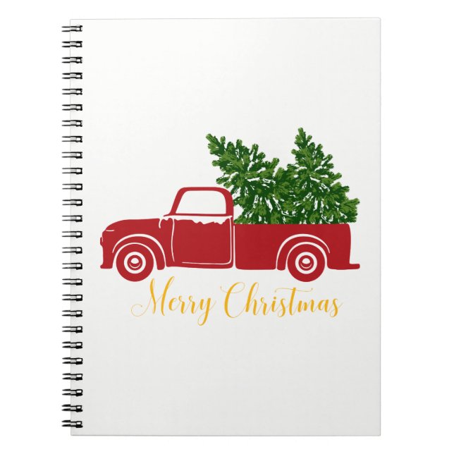 Christmas tree truck Notebook 80 White (Front)