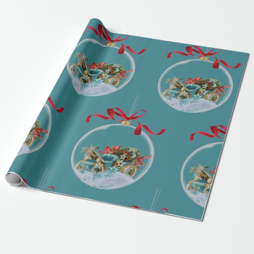 Christmas tree truck ornament blue wrapping paper