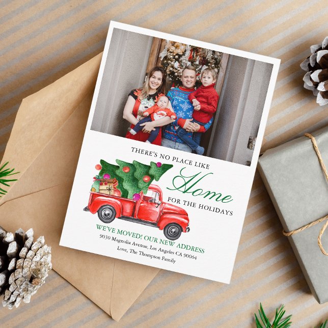 Christmas Tree Truck We've Moved Photo Moving Announcement Postcard (Creator Uploaded)