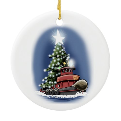 Christmas Tree tug Ceramic Ornament