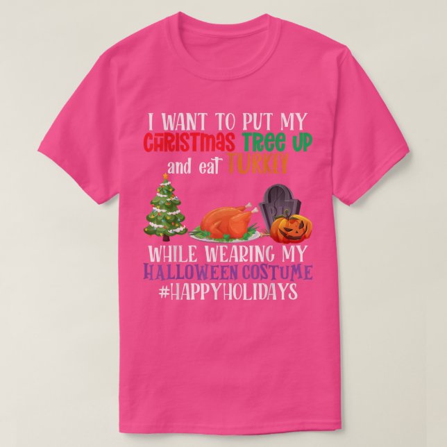 Christmas Tree Turkey, Happy Holidays, Christmas L T-Shirt (Design Front)