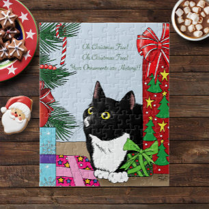 Christmas Tree Tuxedo Cat Jigsaw Puzzle